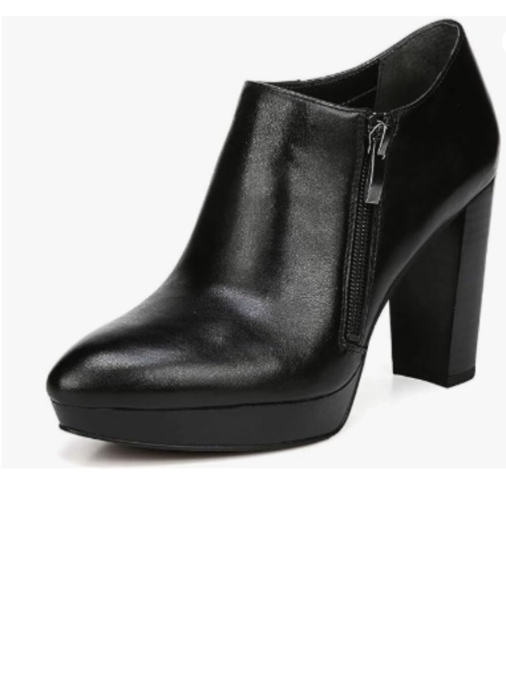 XYD Black Chunky High Heel Platform Ankle Boots Pointy Toe Side Zipper Bootie